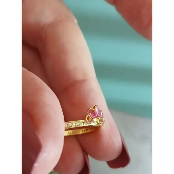 Princess Rapunzel Tiara Ring 14K Gold Plating, Light Purple Pear Stones, ALE MET - Picture 11 of 13